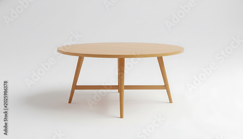 Light wood round dining table with angled legs round table
