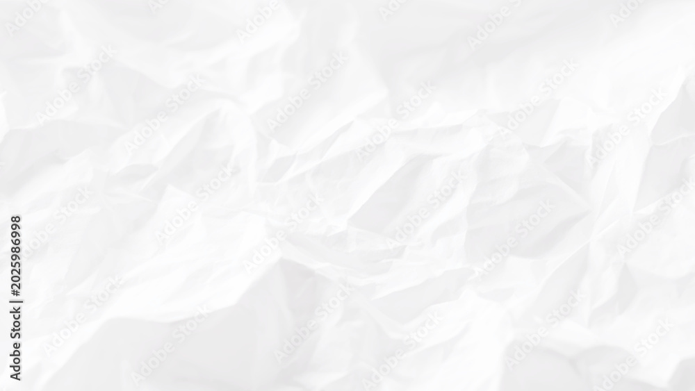 Fototapeta premium Crumpled white paper texture background with creases and folds abstract design element