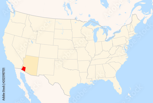 Fotografía Locator Map of the County Yuma (Arizona, US) showing the Contiguous United State