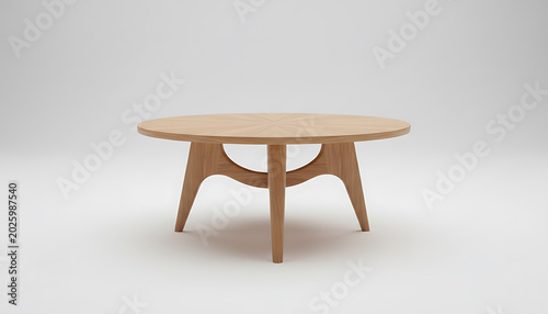 Round wooden coffee table with curved legs wooden table