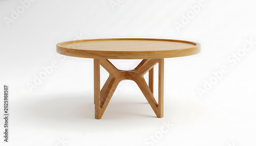 Round wooden coffee table with carved base furniture