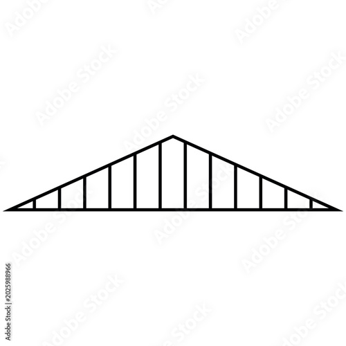 Bilde på lerret Technical roof truss illustration showing proportional segmented triangular fram
