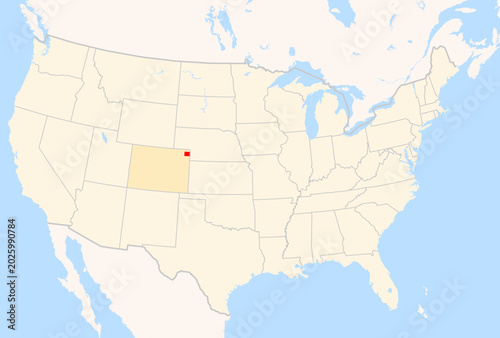 Fotografie Locator Map of the County Phillips (Colorado, US) showing the Contiguous United