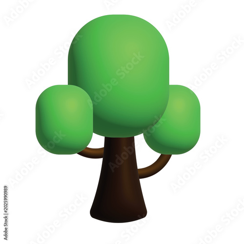 3d tree with green leaves
