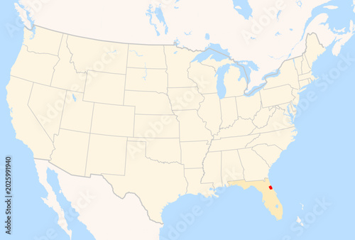 Obraz na plátně Locator Map of the County Flagler (Florida, US) showing the Contiguous United St
