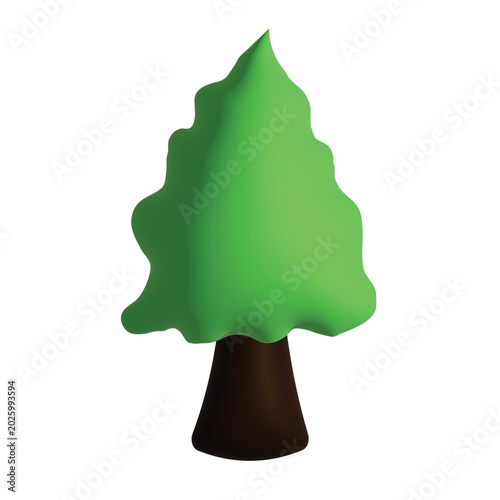 3d style for tree with green leaves