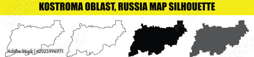 Tableau sur toile Kostroma oblast russia map silhouette set