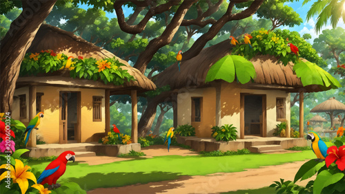 Beautiful rural village house, Rural village background 