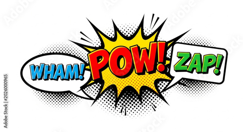 Bild auf Leinwand Comic Book Style Sound Effects Wham Pow Zap.