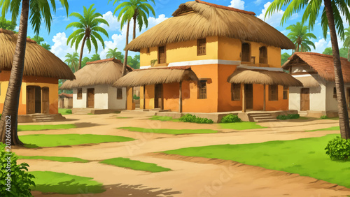 Beautiful rural village house, Rural village background 