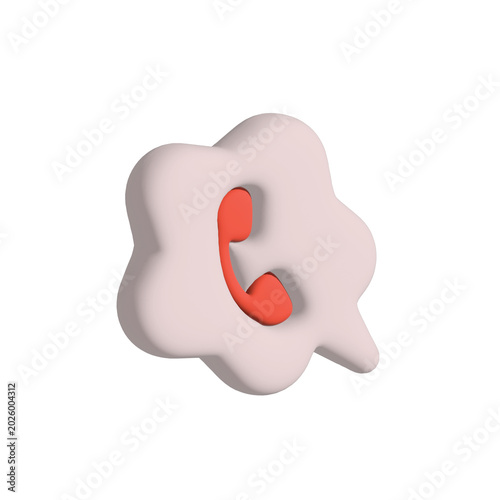 3D Speech Bubble with Phone Handset Illustration 