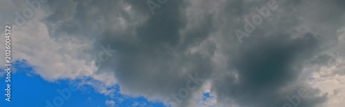 Anamorphic timelapse: clouds on sky in springtime