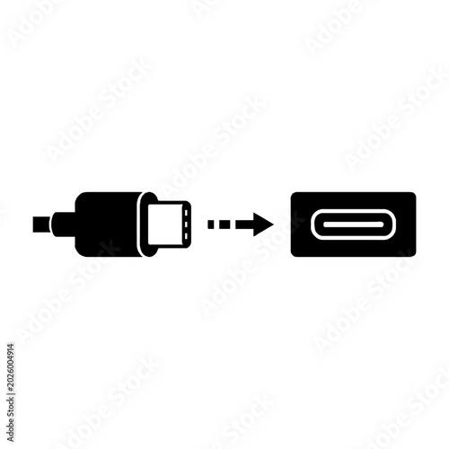 USB Type C plug and port icon vector illustration.