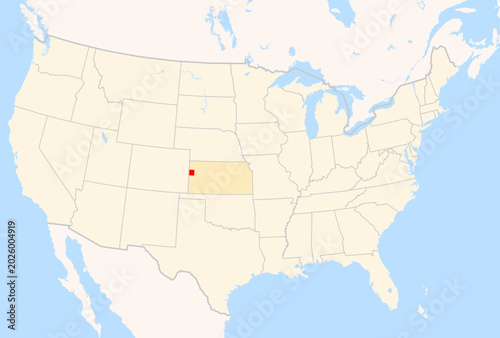 Quadro su tela Locator Map of the County Wallace (Kansas, US) showing the Contiguous United Sta