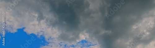 Anamorphic timelapse: clouds on sky in springtime