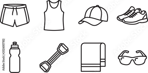 Tableau sur toile Collection of simple flat icons for clothing accessories and tools Vector