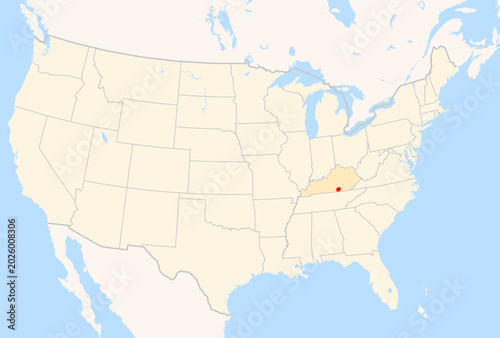 Bild auf Leinwand Locator Map of the County Wayne (Kentucky, US) showing the Contiguous United Sta