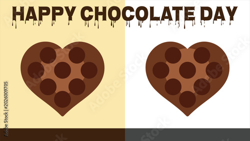 Fotografie Happy chocolate day illustration displaying heart shaped box filled with round truffle candies perfect for romantic occasion presentation