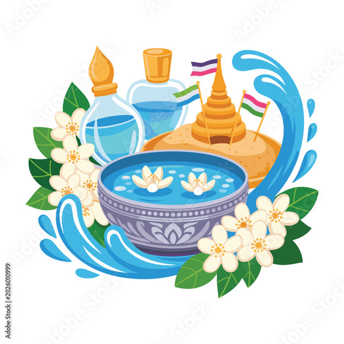 Spa still life wellness scene with towel, flowers, tea set, porcelain cup, teapot and vintage pink decoration