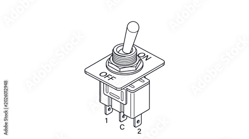 Tableau sur toile Single Pole Double Throw Toggle Switch Illustration.
