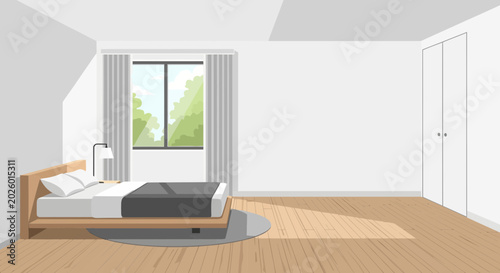 Bed with white pillows and blanket.