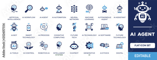 Φωτογραφία AI Agent editable solid icon set