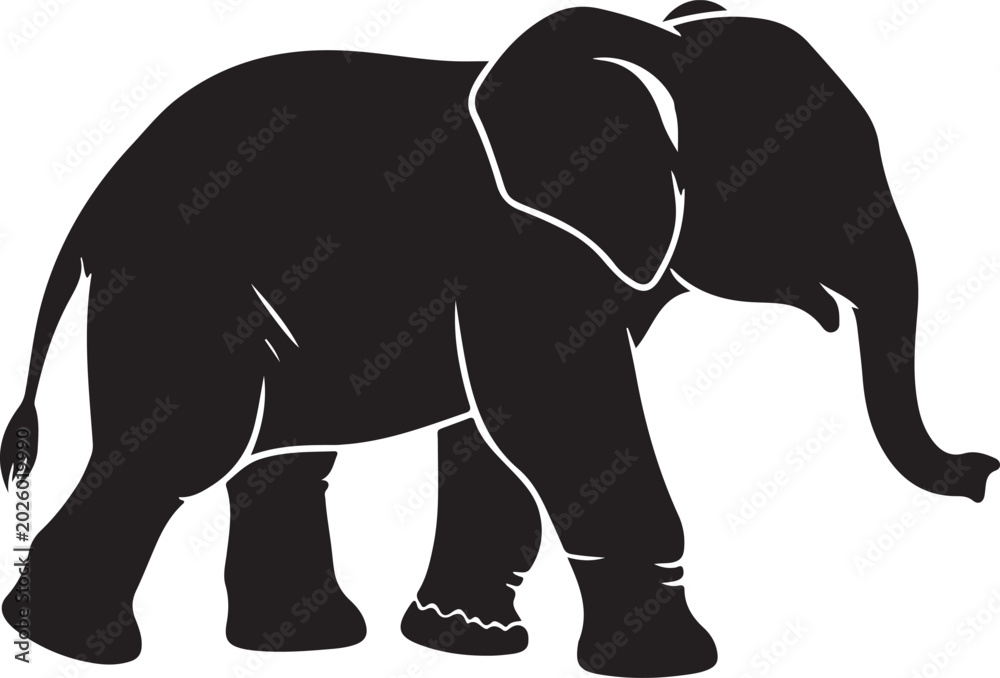 Obraz premium Black Elephant, Elephant Silhouette, Wildlife Icon