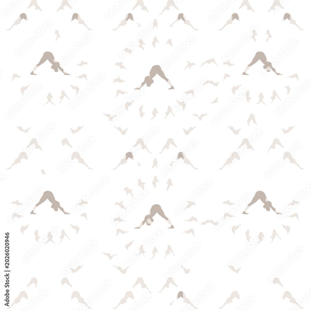 Obraz premium Seamless pattern with people doing yoga downward dog pose