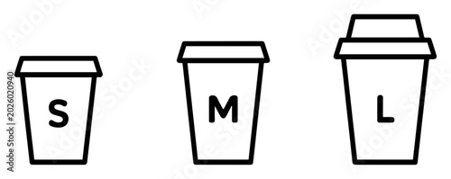 Valokuva drink cup size icon set