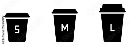 Canvas-taulu drink cup size icon set