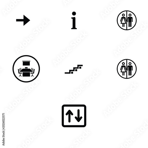 Smart office navigation silhouette concept with directional movement and workspace organization layout for corporate environment design systems