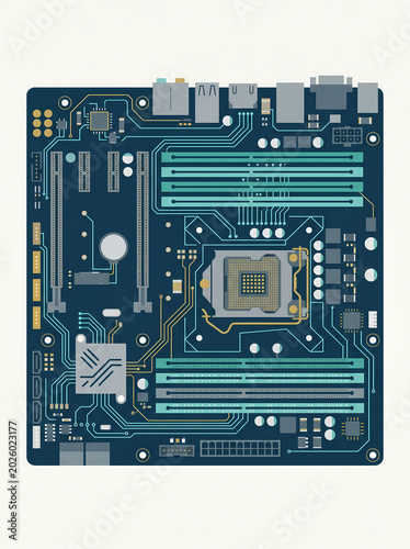 Computer Motherboard Circuit Board Illustration