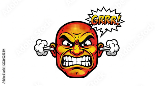 Photos Angry Face Cartoon Character Grrr Expression.