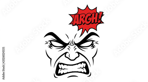 Photography Angry Face Expression with Speech Bubble.