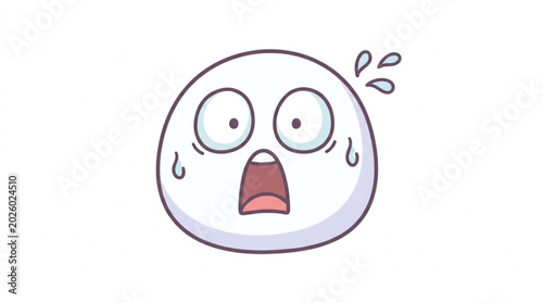 Foto Cartoon character with wide eyes and open mouth showing fear.