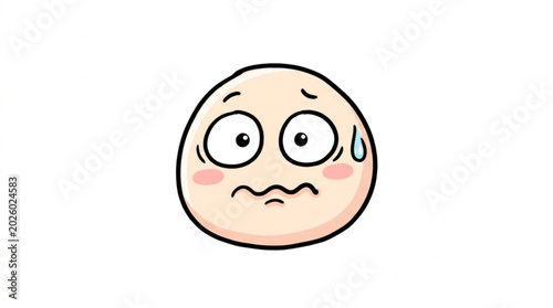 Photos Cartoon face showing worry and anxiety with sweat drops.
