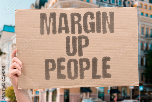 Cuadro en lienzo "Margin Up People" Rising profit margins are built by compressing the welfare of workers