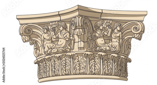 Bild auf Leinwand Intricate Corinthian Capital Architectural Element Detail.
