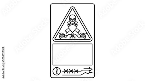 Fotografía Black and white outline vector icon of a hazardous zone warning sign