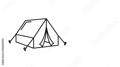 Fotografía Minimalist Line Art Illustration of a Camping Tent.