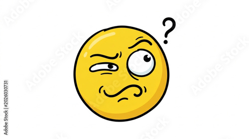 Billede på lærred Confused Emoji Face with Question Mark Symbol.