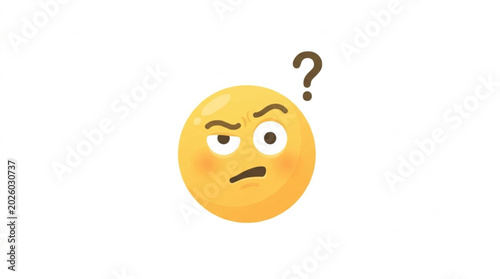 Schilderij op canvas Confused emoji face with question mark symbol.
