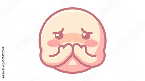 Photos Cute blushing emoji face showing embarrassment and worry.