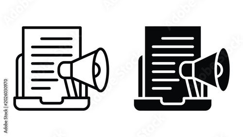 Bild auf Leinwand Document with megaphone vector icon