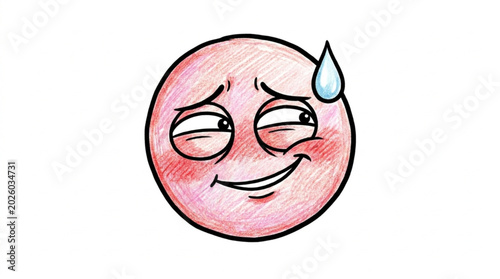 Konstfotografi Embarrassed smiley face with sweat drop and blush.