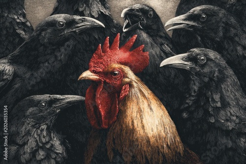 Rooster and Ravens Symbolize Peter's Betrayal