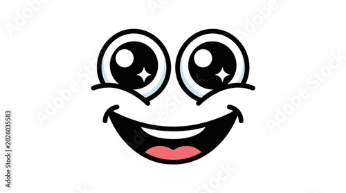 Fotografía Happy cartoon face with big eyes and wide smile.