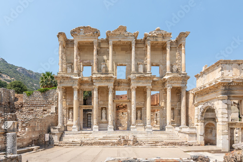 Ancient ruins of the Library of Celsus in Efeso, Turkey