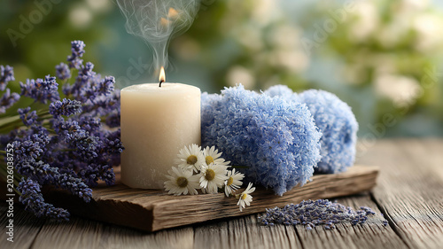 Relaxing aromatherapy session with calming lavender and chamomile soothing the mind