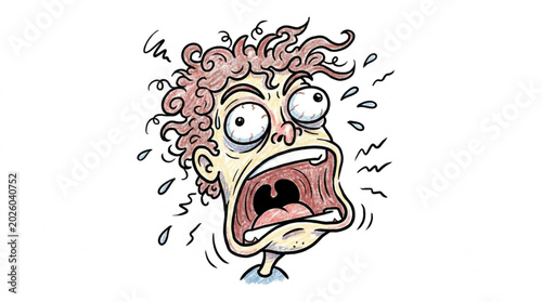 Obraz na płótnie Man Screaming in Terror with Wide Eyes and Open Mouth.